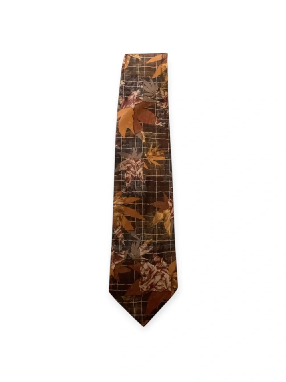 Men’s Ermenegildo Zegna 100% silk leaf pattern and grid design, one size